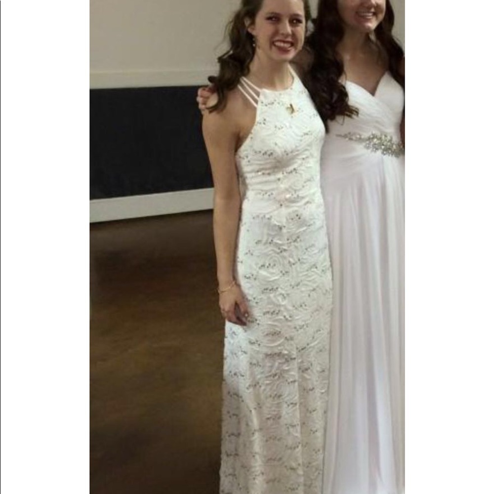 White Gown With gold Sequins